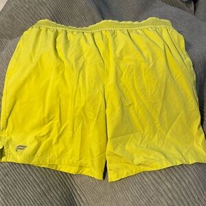 Fabletics Men’s Neon Yellow Lined workout shorts, size M, no tags